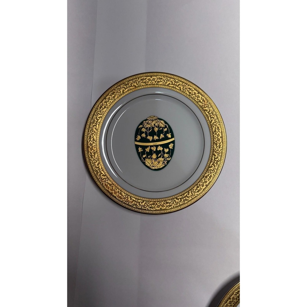 Muirfield Magnificence Decorative Plate Gold Trim Green Egg Design 10.5"